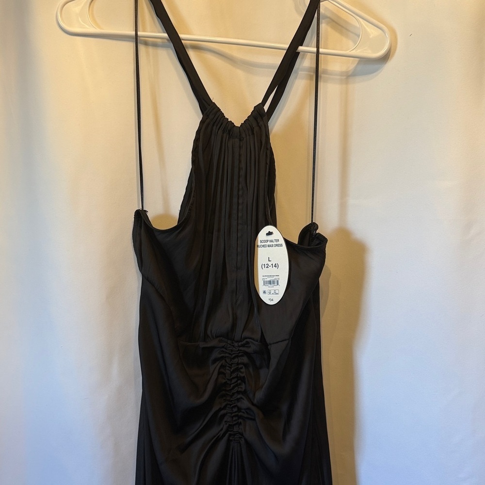 Chic Black Gathered Maxi Dress - Picture 6 of 10